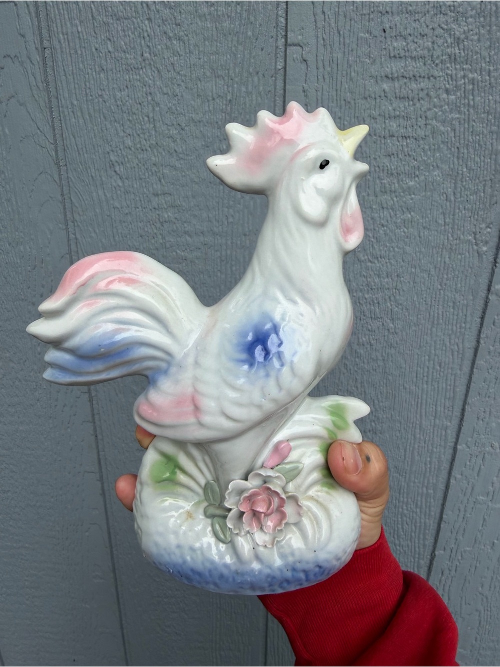 Vintage Primitive WUCAI Porcelain rooster